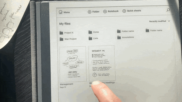 Swiping gesture to preview files
